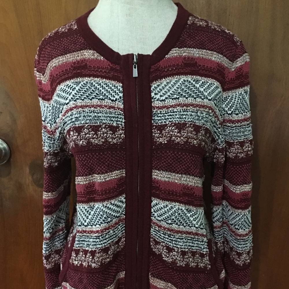 Ann Taylor LOFT Womens Sweater Zip Front Sz L